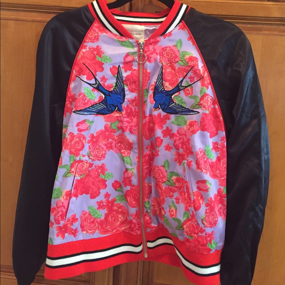 Urban Outfitters Silky Embroidered Bomber Jacket